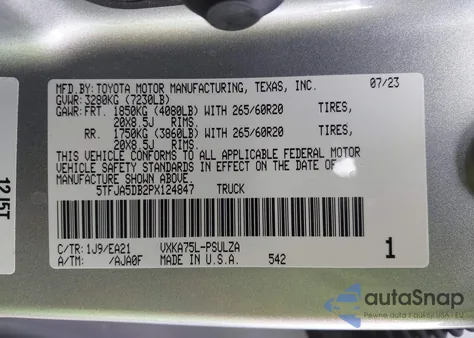 2023 Toyota Tundra Limited from USA, damaged, VIN 5TFJA5DB2PX124847